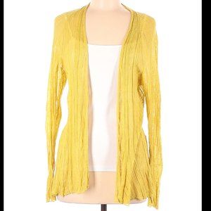 Eileen Fisher linen and silk yellow open-weave cardigan M Medium EUC